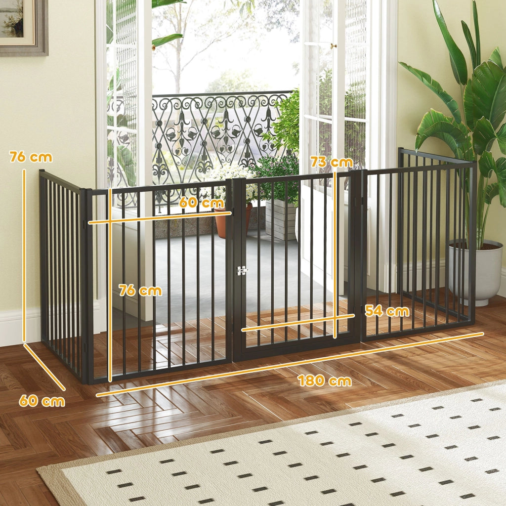 Recinto per Cani con 5 Pannelli e Porta ¨C Minimal ¨C Nero