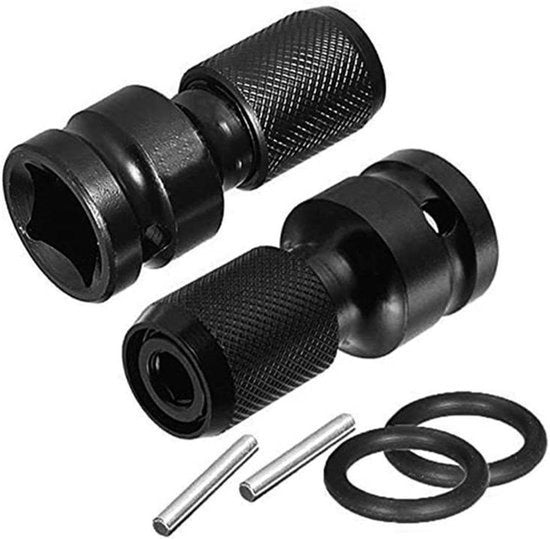 Adattatore - Adattatore per Ratel - Rilascio Rapido - Nero - Chiave a Sfera - A Percussione - 1/2 Quadrato Azionamento verso 1/4 Mandrino a Sezione a Sei Vie Chiave Adattatore - 2 Pezzi (Compatibile con Ratel a Percussione e Chiave a Sfera Bit)