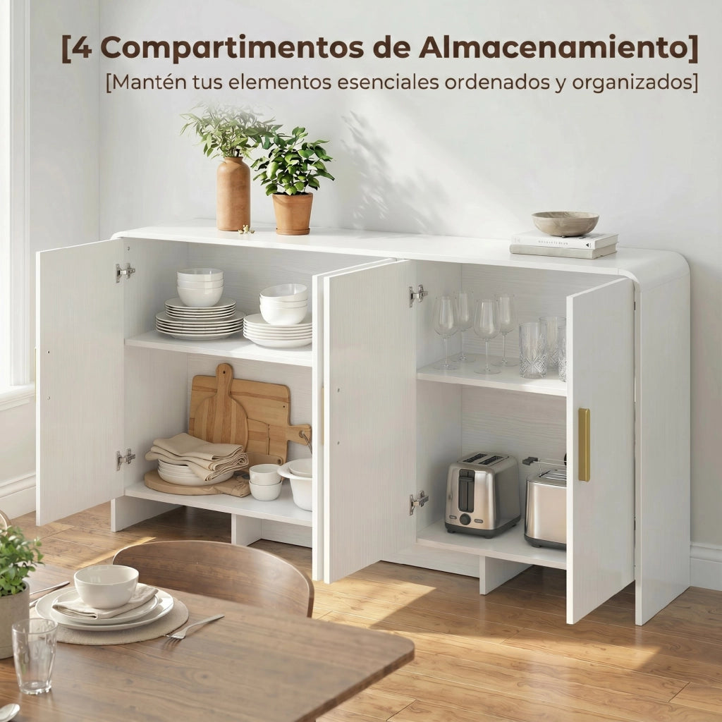 Mobile TV con ante e ripiani ¨C zephmum ¨C Bianco 152x40x80 cm