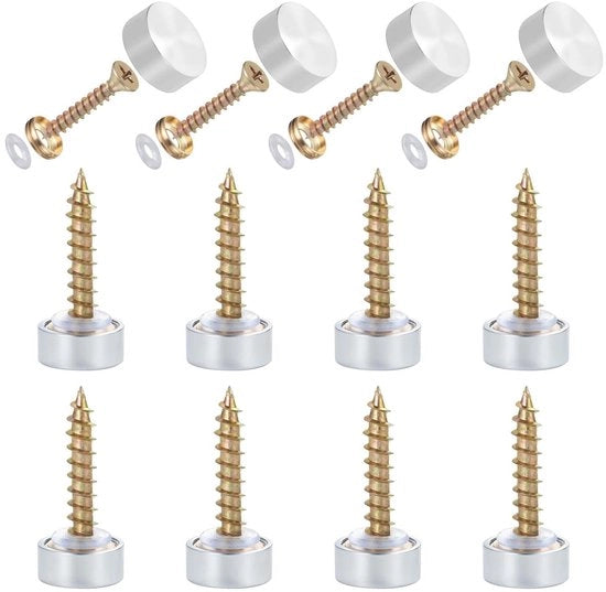 20 pezzi di viti a specchio con capo - ottone - 12 mm - decorazione a specchio - finitura cromata