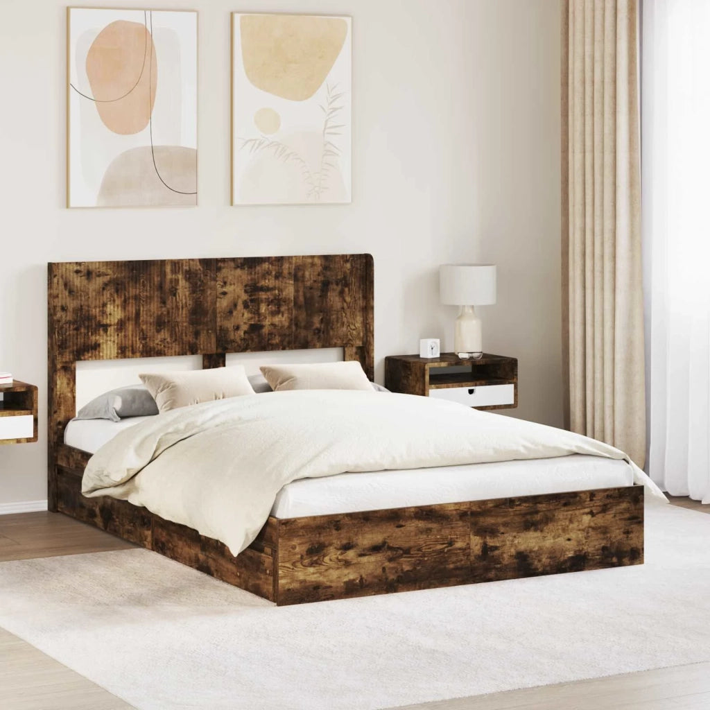 Struttura del letto con stoccaggio e testata Rovere Fumo 3414369