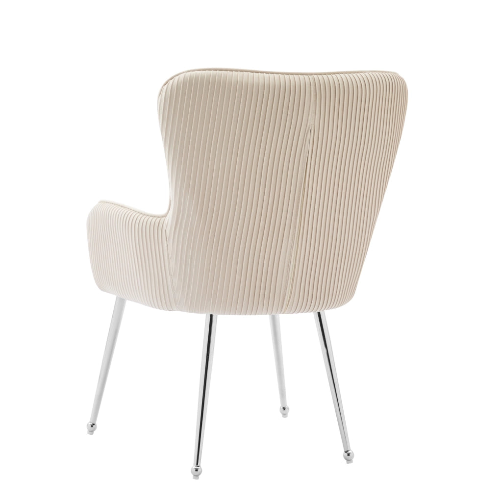 SEDIA in velluto beige Set da 4 pezzi con braccioli e supporto lombare
