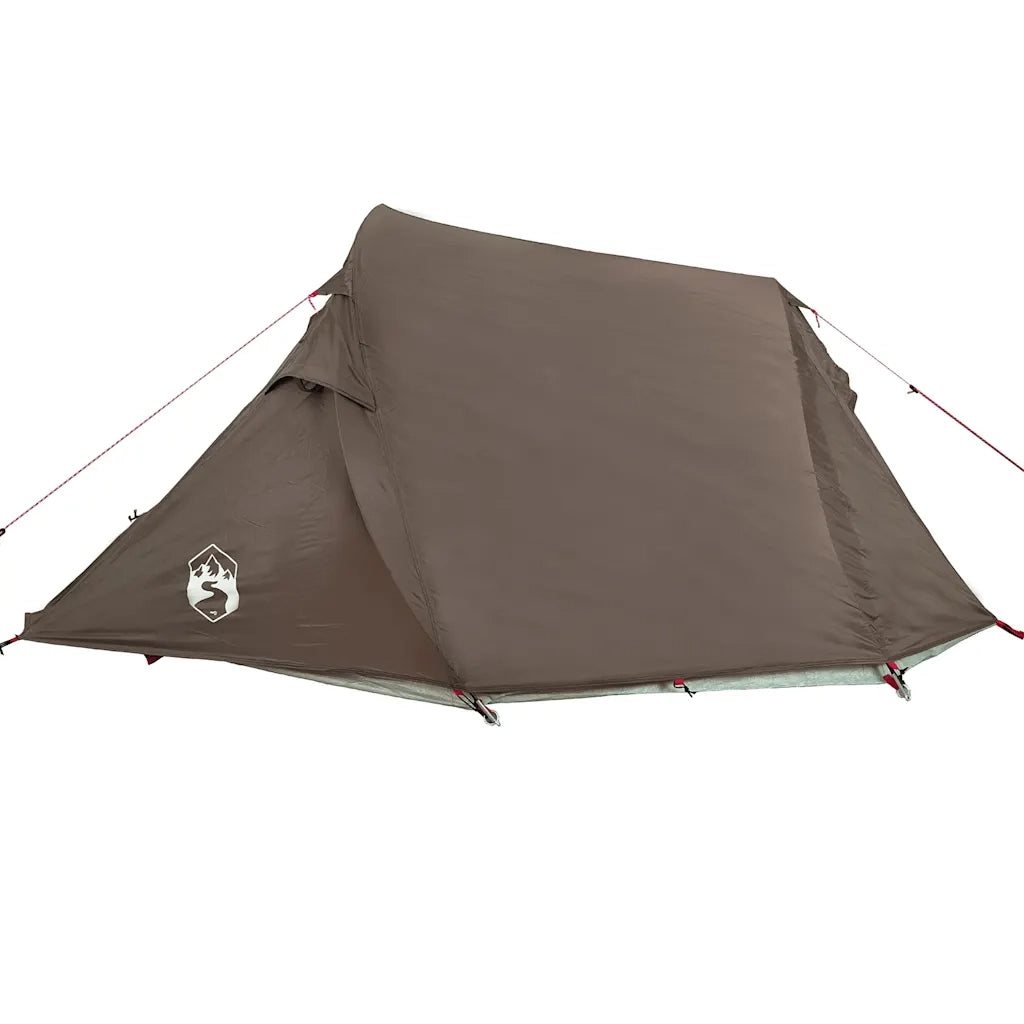 Tenda da Campeggio a Tunnel per 3 Persone-Tenda per Escursionismo Marrone Impermeabile