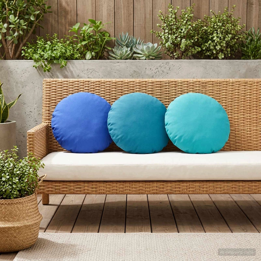 Cuscino 6 pz HEERLEN Azzurro Ø 40 cm Poliestere 929162