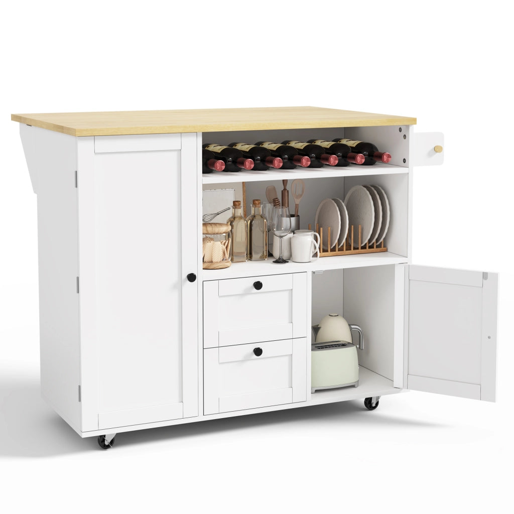 ISOLA CUCINA pieghevole 104x45(69)x89 cm MDF naturale/bianco