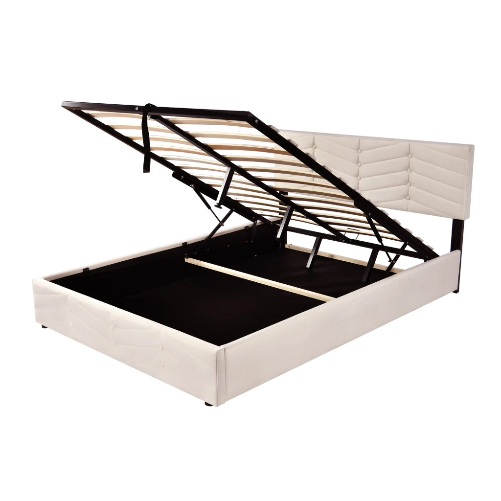 letto imbottito velluto beige 140 x 190 cm