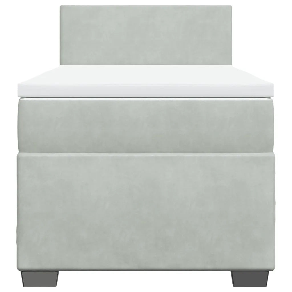 Giroletto a Molle con Materasso Grigio Chiaro 90x200 cm Velluto
