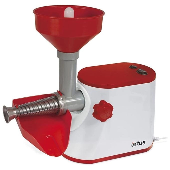 Artus S15 Spremipomodoro Elettrico Passapomodoro 250 W 80 Kg-h Filtro Acciaio Inox colore Rosso Bianco