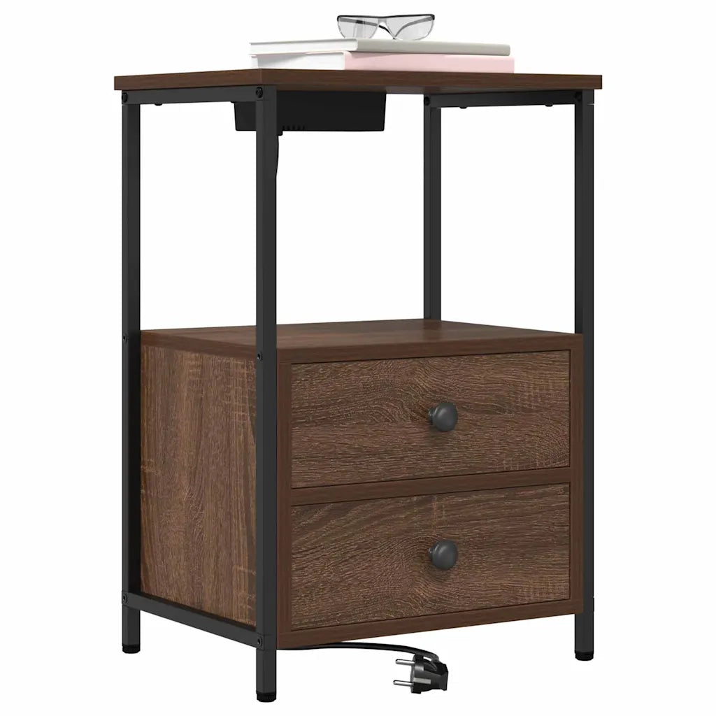 Set di 2 Comodini | Armadio da Notte | Mobiletto da notte Rovere Marrone 40 x 31 x 60 cm