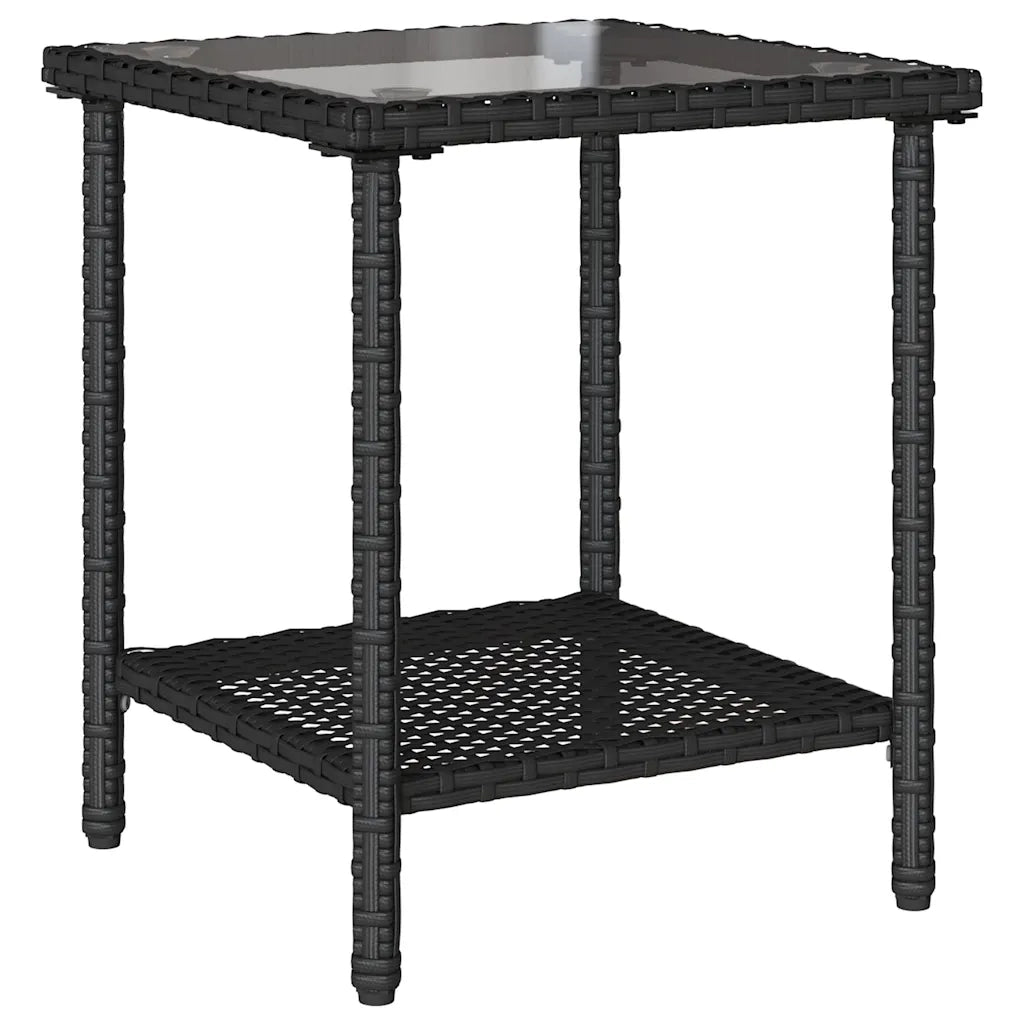 Divano da Giardino con Tavolo e Cuscini a L-Sofa da Giardino-Divano da esterno Nero in Polyrattan 490107