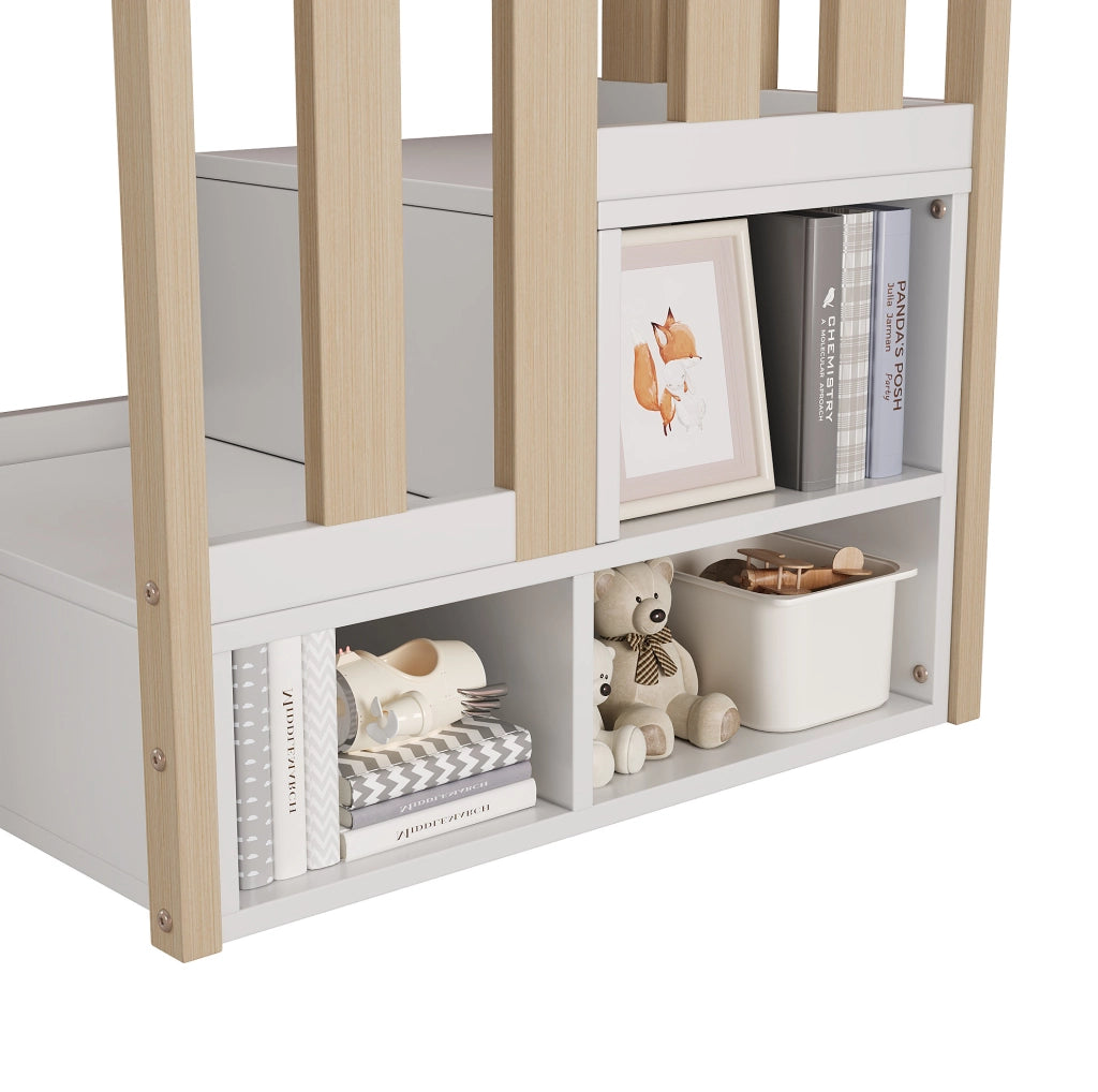 Letto a soppalco bimbi 90x200 cm in MDF e legno bianco senza materasso