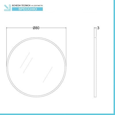 Specchio bagno 80 cm con cornice argento e installazione a parete
