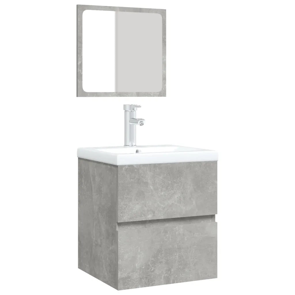 Mobile da Bagno con Lavabo e Specchio Grigio Cemento 3114174