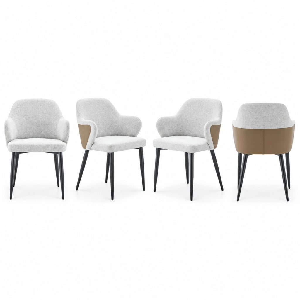 Set di 2 sedie da pranzo grigio chiaro con gambe nere