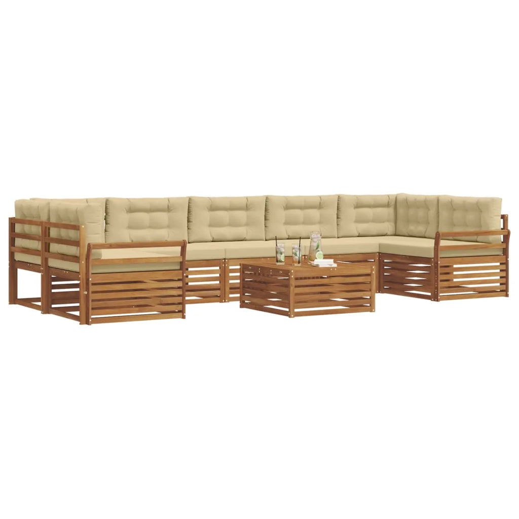 Set di divani da esterno con cuscino 8 pcs Naturale e Beige 3373183