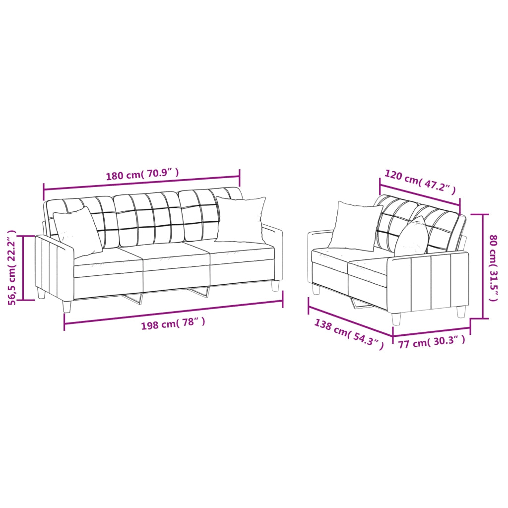 Set di Divani 2 pz con Cuscini Cappuccino in Similpelle 3201392