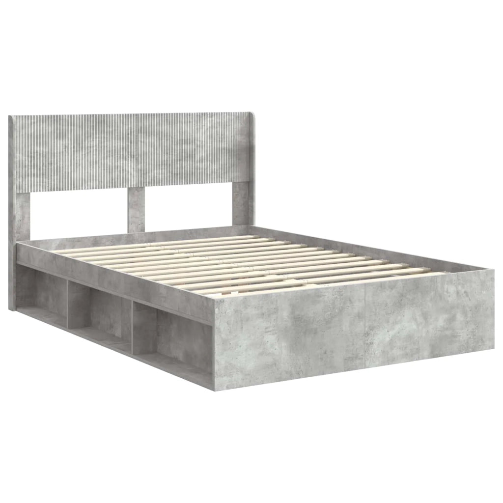 Struttura del letto con stoccaggio e testata Grigio Cemento 3414238