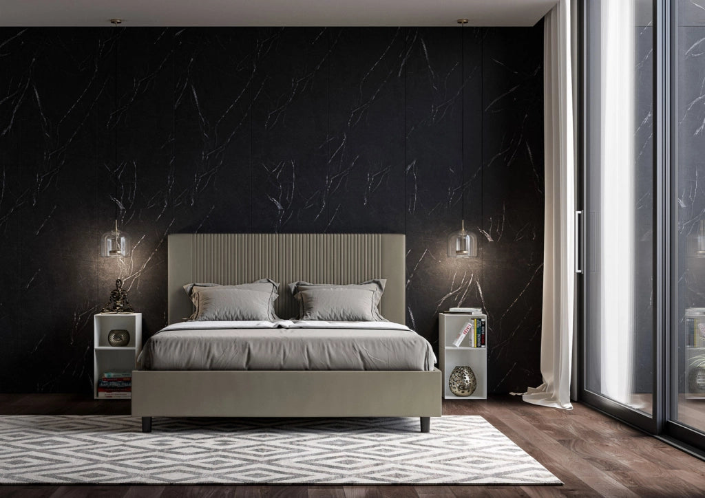 BS COM Letto matrimoniale king size senza rete imbottito 170x210 similpelle cappuccino