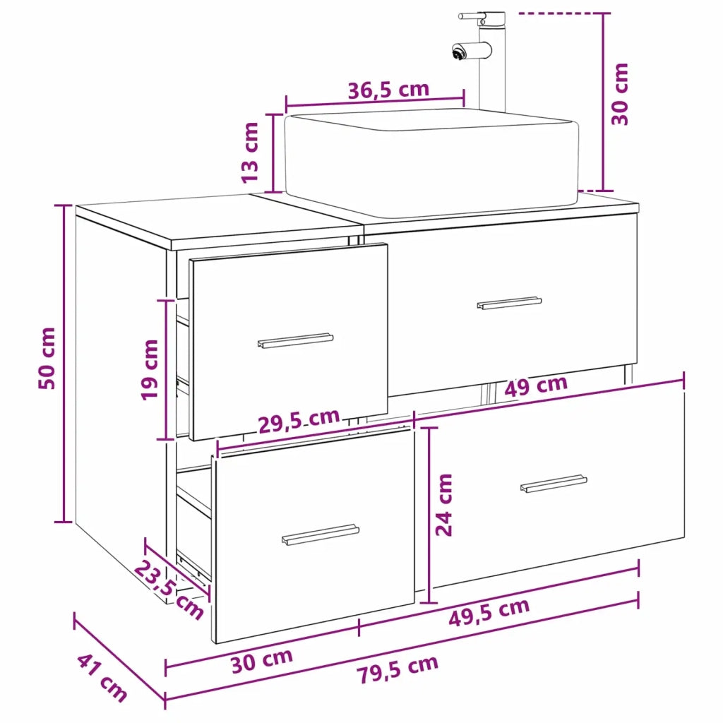 Set di mobili per il bagno 2 pz Rovere Nero 3403961