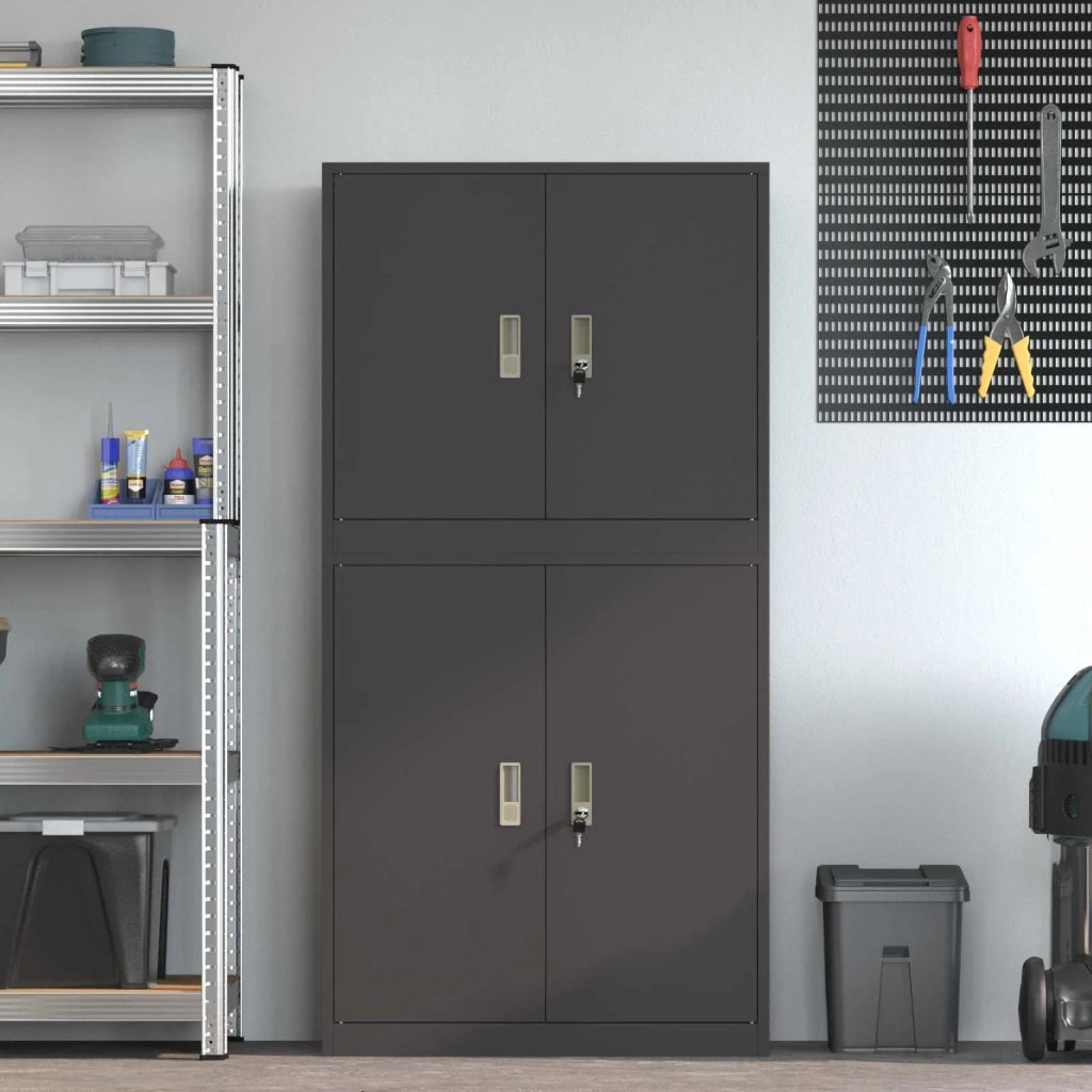 Armadio 2 pz Nero 80 x 40 x 160 cm Acciaio Bloccabile 3438729