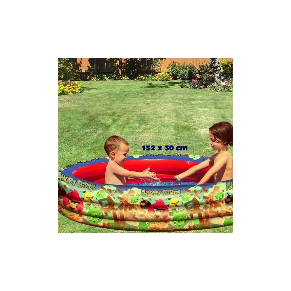 Trade Shop - Piscina 3 Anelli Angry Birds 152 X 30 Cm Mare Piscina Gonfiabile 282 Litri -