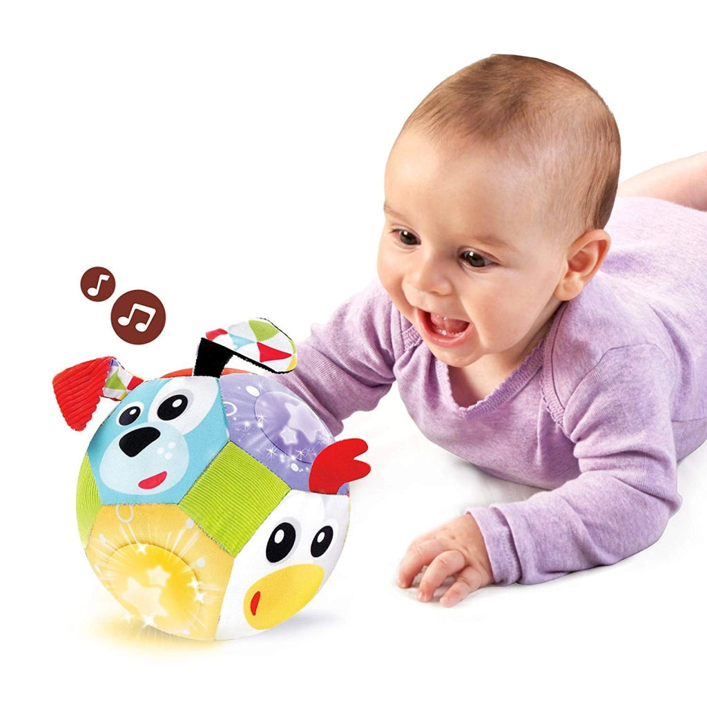 Palla Peluche Morbida a Batteria con Luci e Suoni Yookidoo 40146