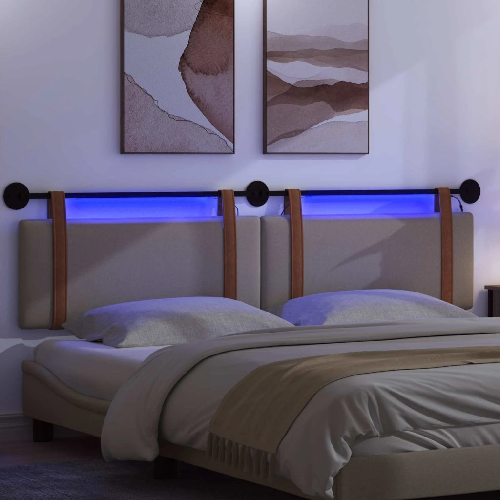 Testiera | Testata sospesa Con luce LED Tortora PU Antico