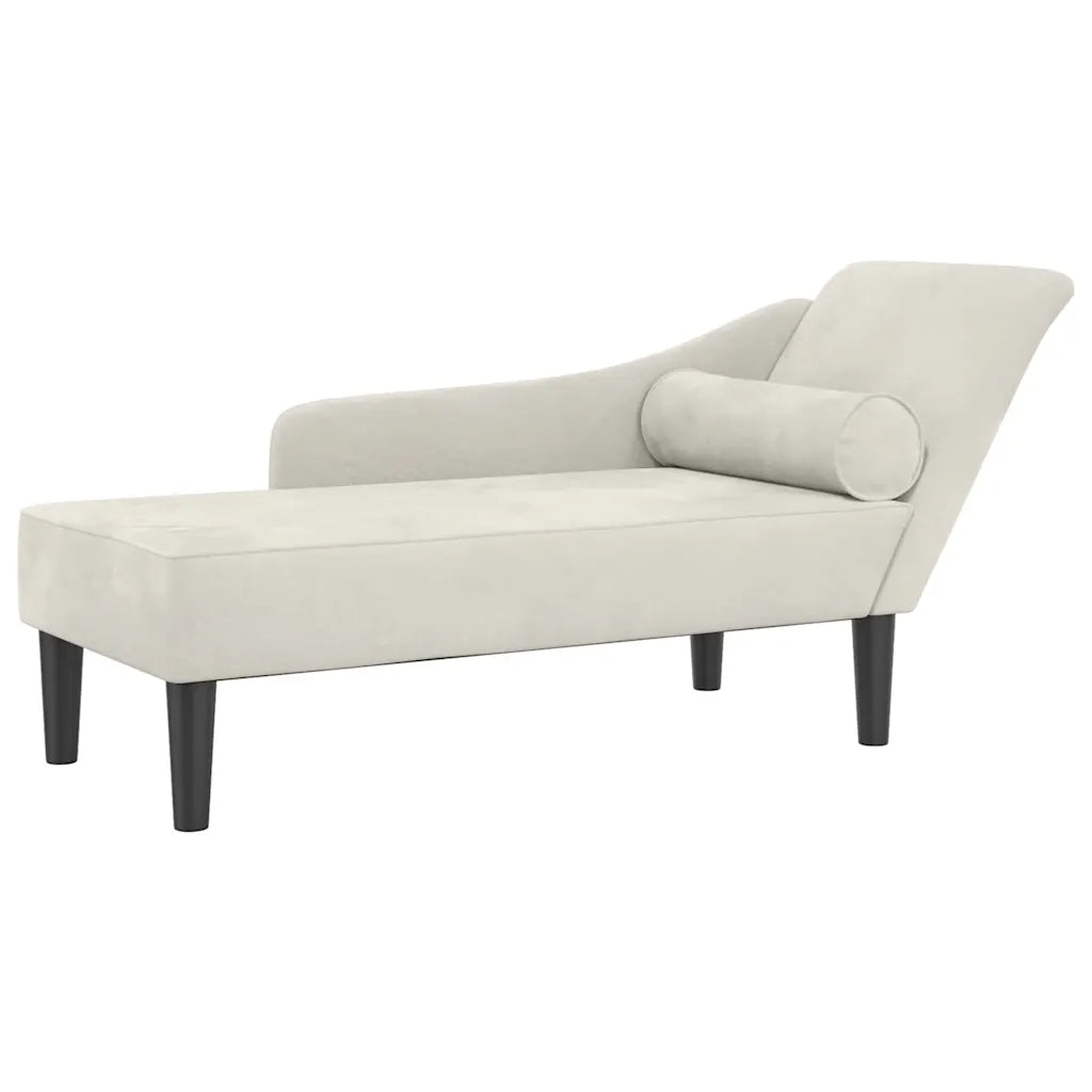 Chaise Longue con Cuscini Crema in Velluto 4007595
