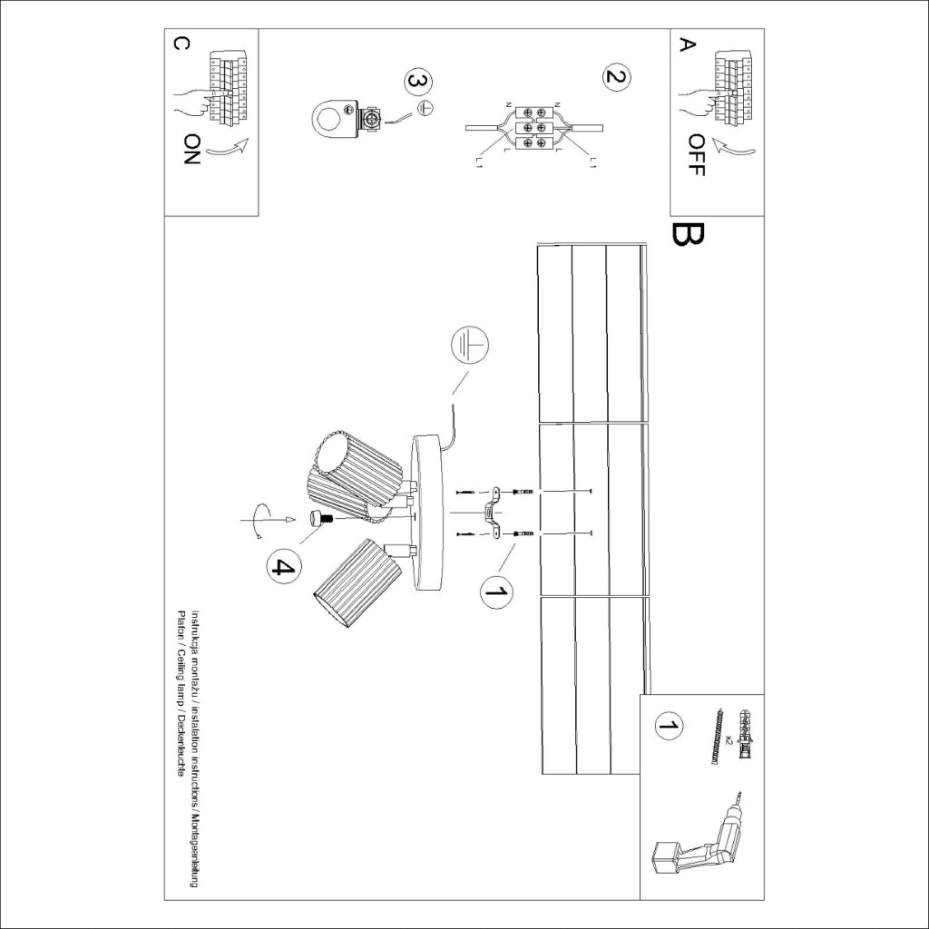 Lampada da soffitto KARBON 3P beige