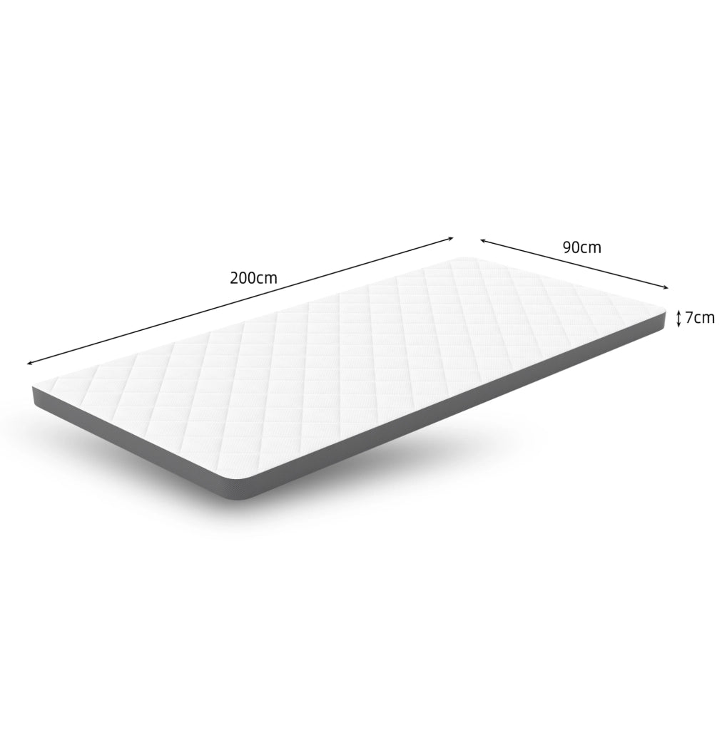 Materasso H3 medio sostegno in schiuma con 7 zone a rilievo, 90x200 cm, altezza 7 cm, certificato Oeko-Tex, made in China