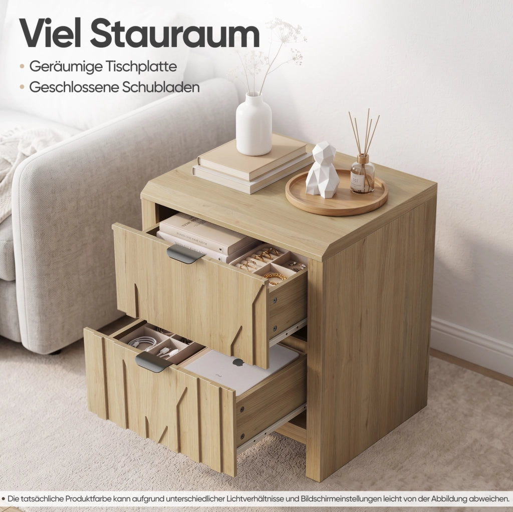 Comodino con cassetto effetto rovere in MDF