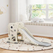 Scivolo per bambini 146x52x65 cm in plastica bianco avorio, pieghevole salvaspazio –