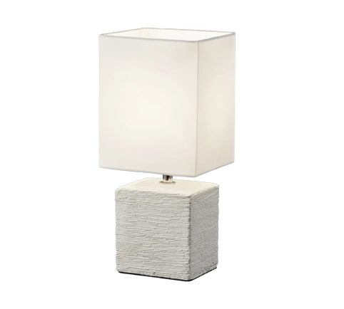 Lampada Tavolo Abat Jour Ceramica Paralume Bianco Quadrato Ping GD Trio