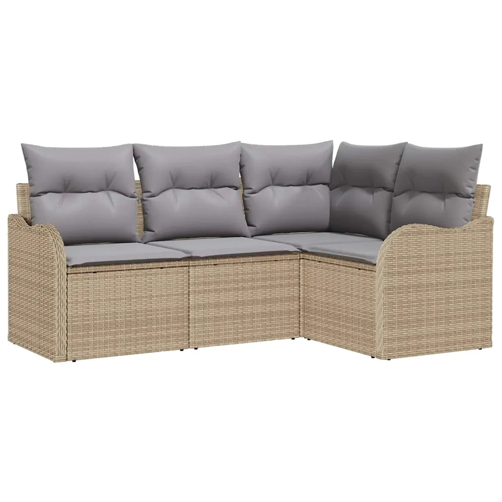 Set Divano da Giardino 4 pcs Beige polyrattan