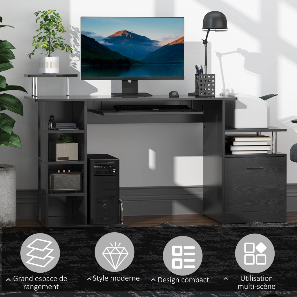 Scrivania per computer con cassetti ¨C Minimal ¨C 152x60x88 cm nero
