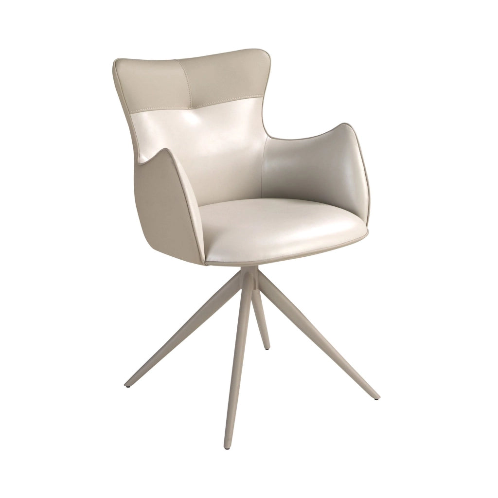 Sedia girevole in similpelle bianco sporco e greige