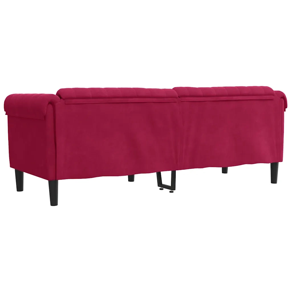 Divano a 3 Posti-Sofa 3 Posti Rosso Vino in Velluto