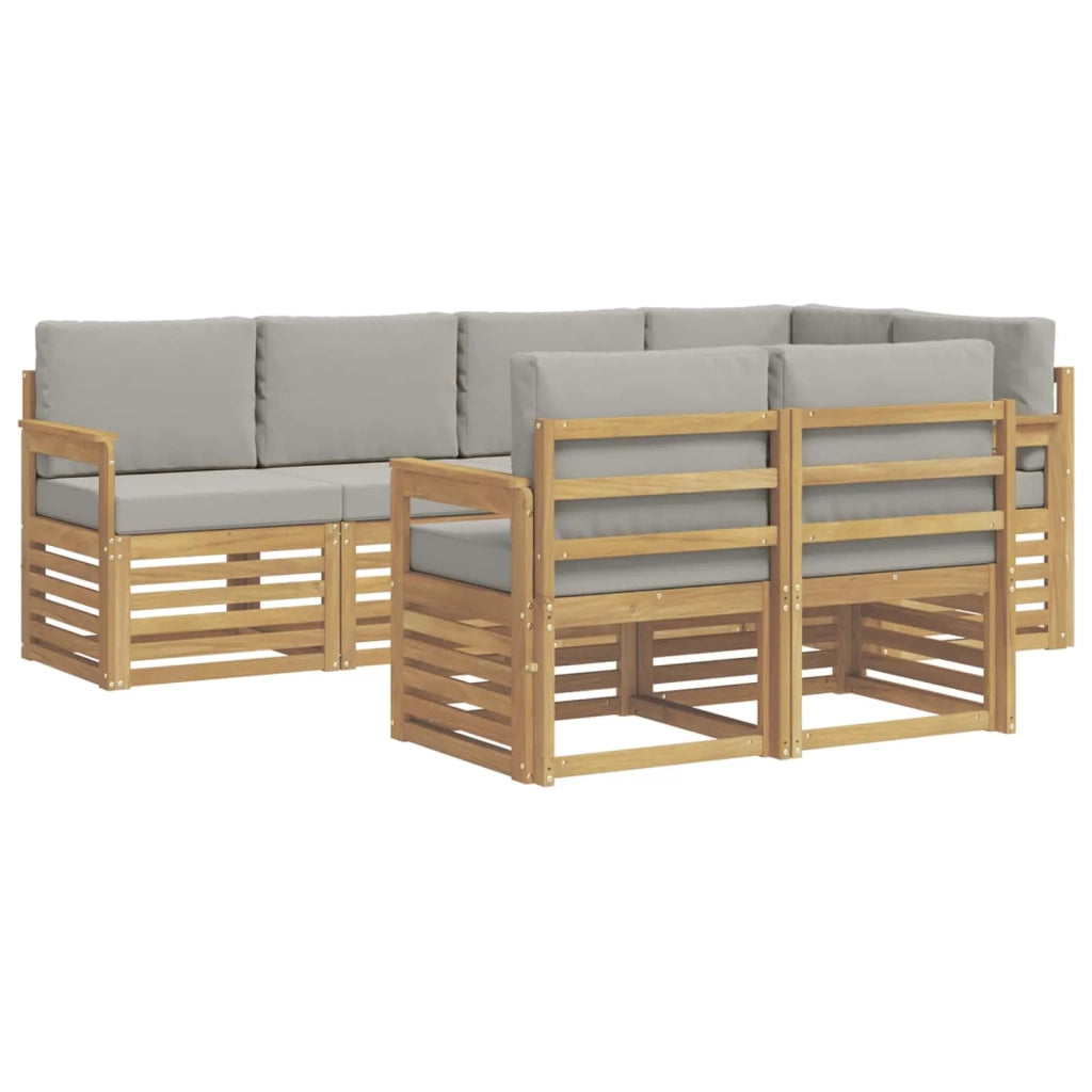 Set di divani da esterno 7 pcs Bianco e Grigio Chiaro 3391981