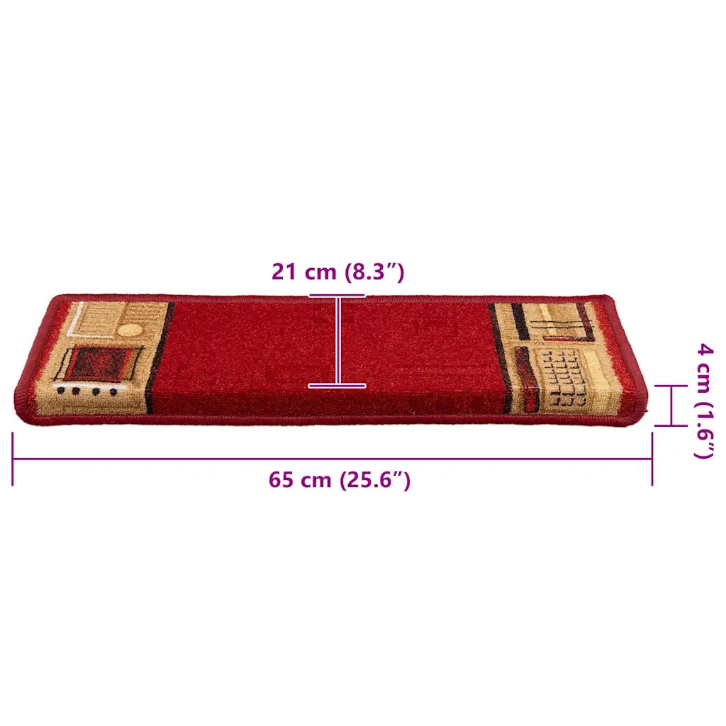 Tappetini per Scale Autoadesivi 5 pz | Gradini per Scale 65x21x4 cm Rossi