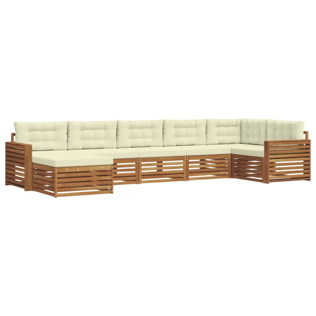 Set divani 7 pcs Naturale e Crema Legno di Acacia Massello 3373825