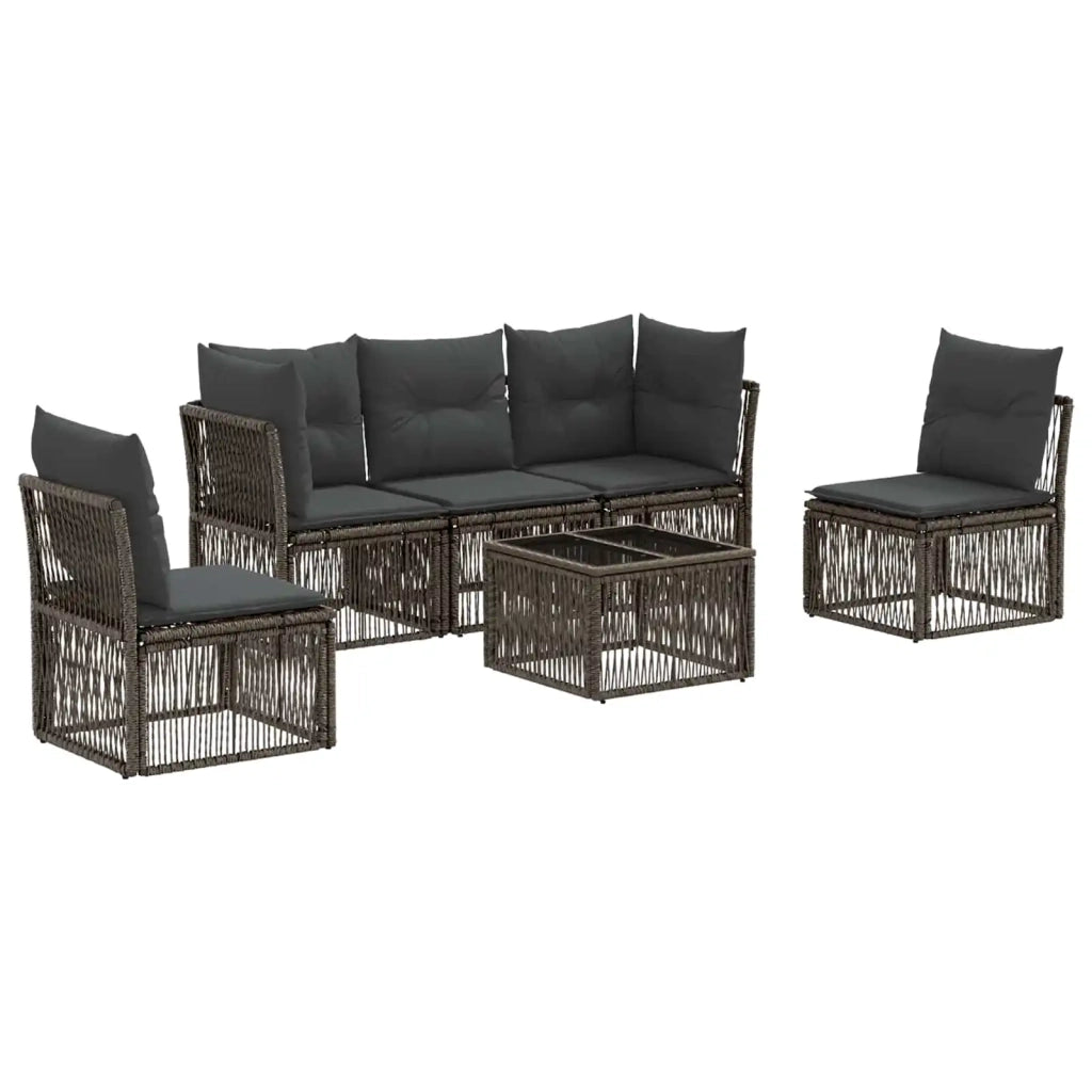 Set Divano da Giardino 6 pz Grigio polyrattan 3434156