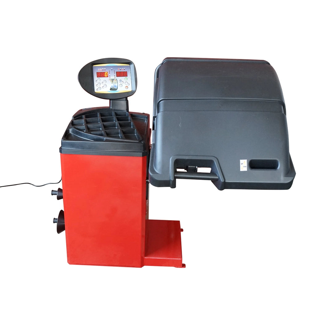 Macchina equilibratrice per ruote da 10 a 24 pollici, con programmi multipli, display digitale e 4 coni di centraggio