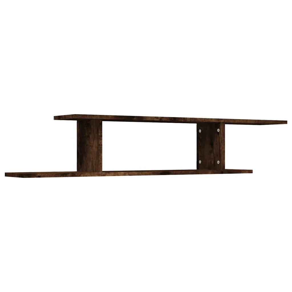 Scaffale TV a Parete-Mensole a Muro Rovere Fumo 125x18x23 cm Legno Multistrato