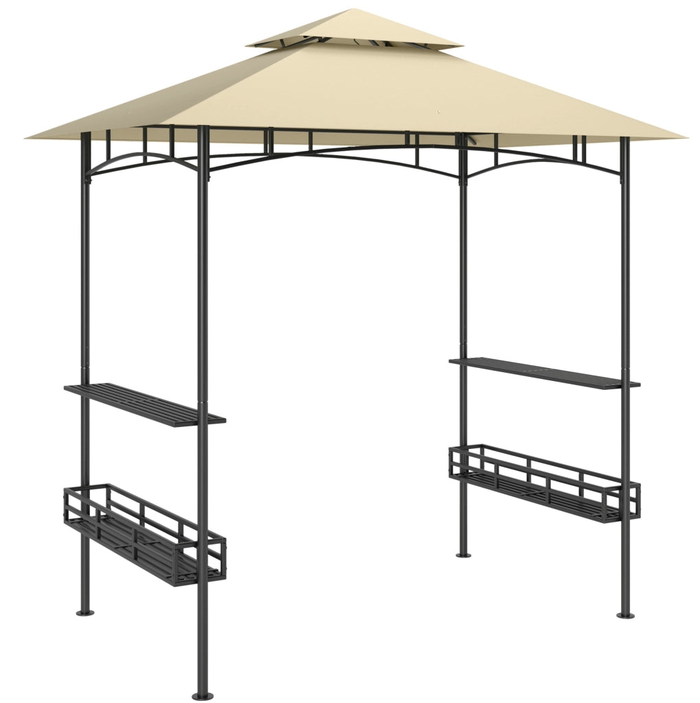 Gazebo per barbecue in acciaio beige 240 x 150 x 257 cm