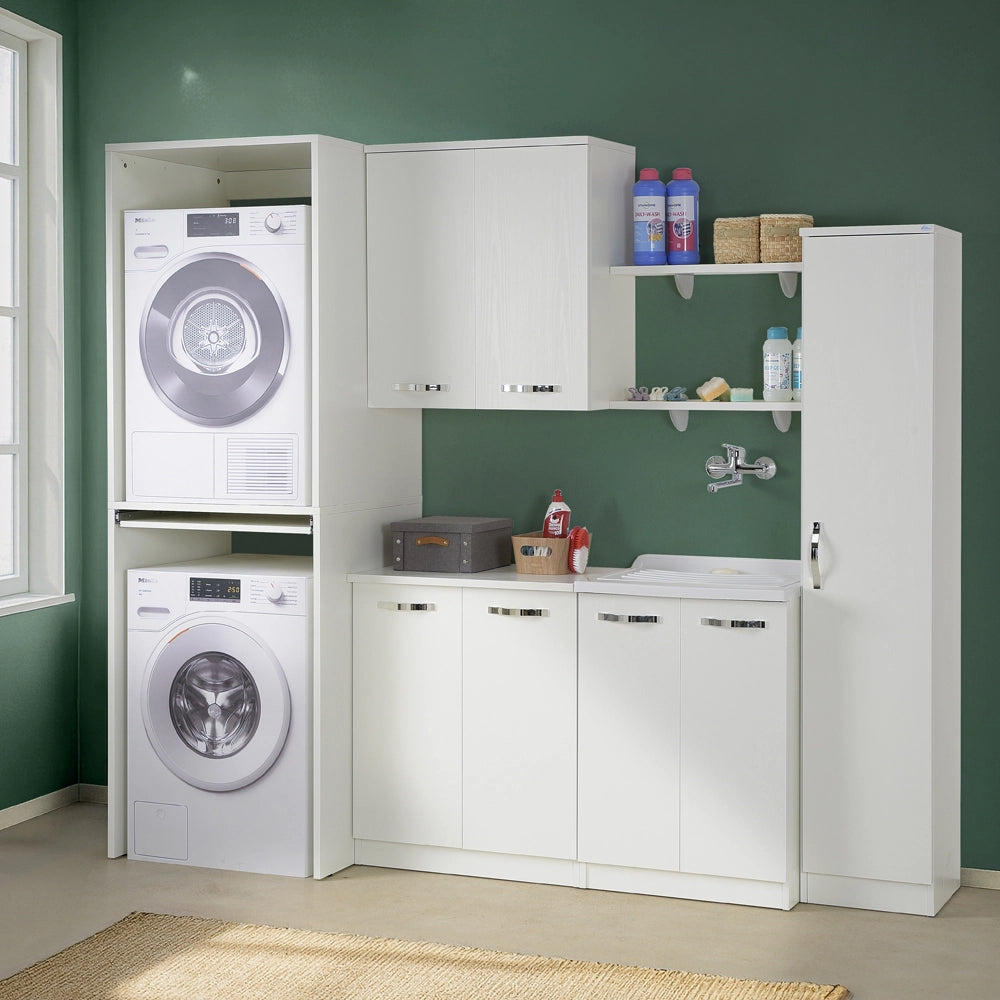 Colonna multiuso 36x182cm salvaspazio in legno bianco 1 anta linea Pilar