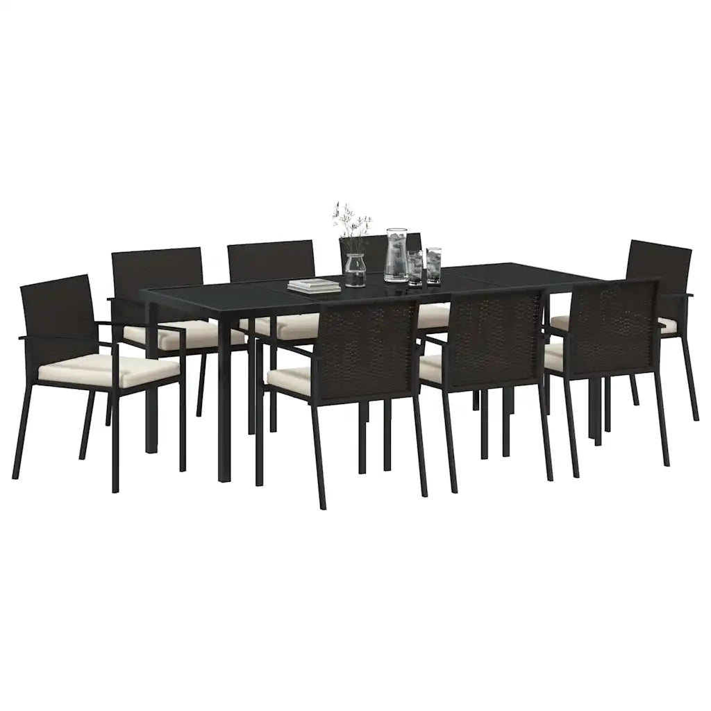 Set da Pranzo per Giardino 9 pcs Nero 3379239