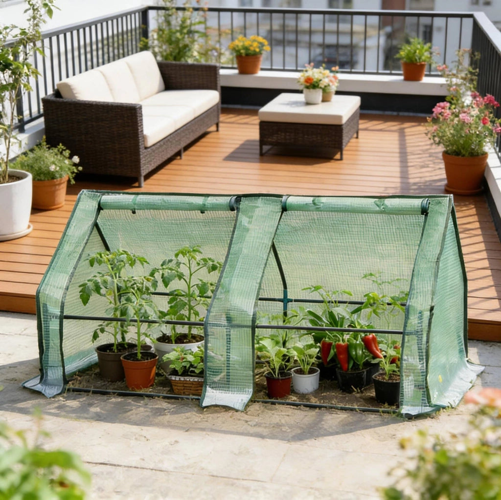Serra da giardino in PE verde 180x90x90 cm