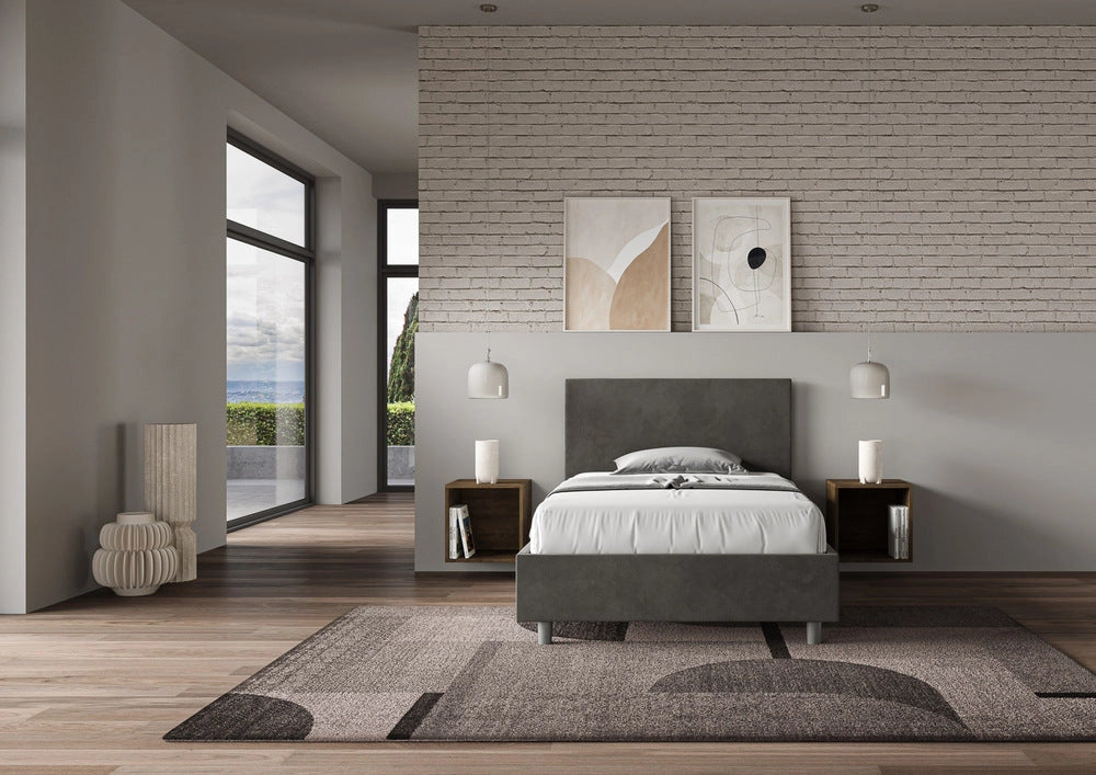 Letto 1 Piazza e Mezzo 120x200 cm con Rete Adele Grigio