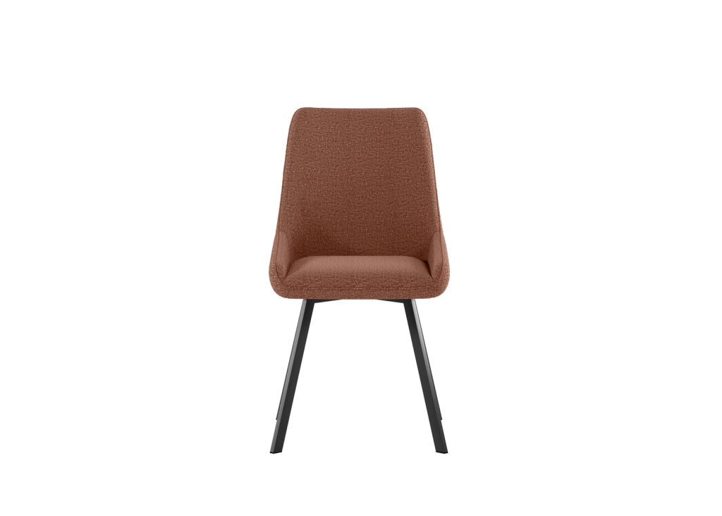 Sedia da interno Fox con seduta e schienale in microfibra color Ruggine, struttura in metallo resistente, design moderno - Fox