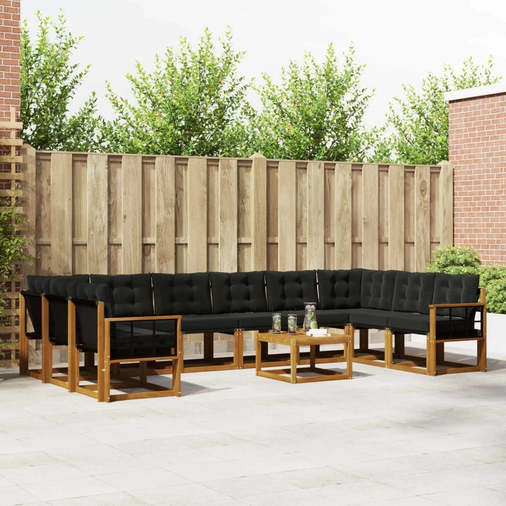 Set di divani da esterno con cuscino 11 pcs Naturale e Nero 3369127